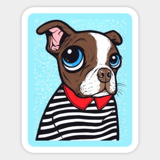 Brown Boston Terrier Dog Sticker